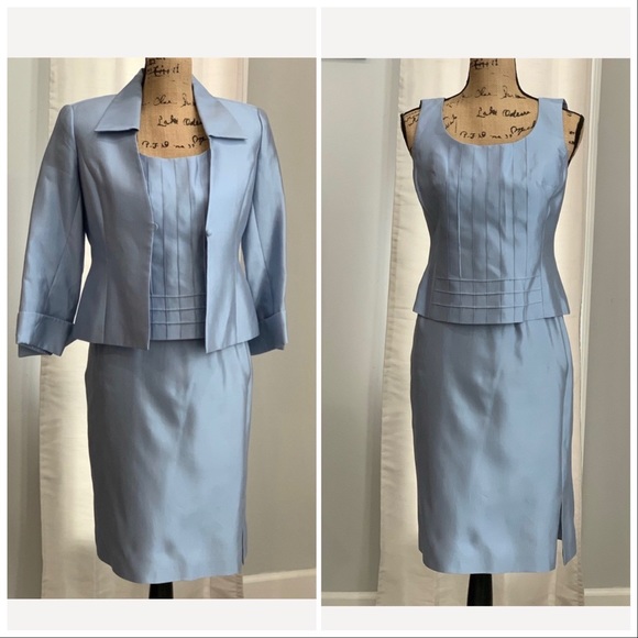 Talbots Dresses & Skirts - Talbots 3-piece silk blend blue skirt suit size 4